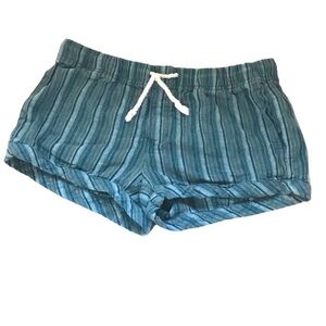 Aritzia TNA hemp blend striped drawstring shorts size Small blue green